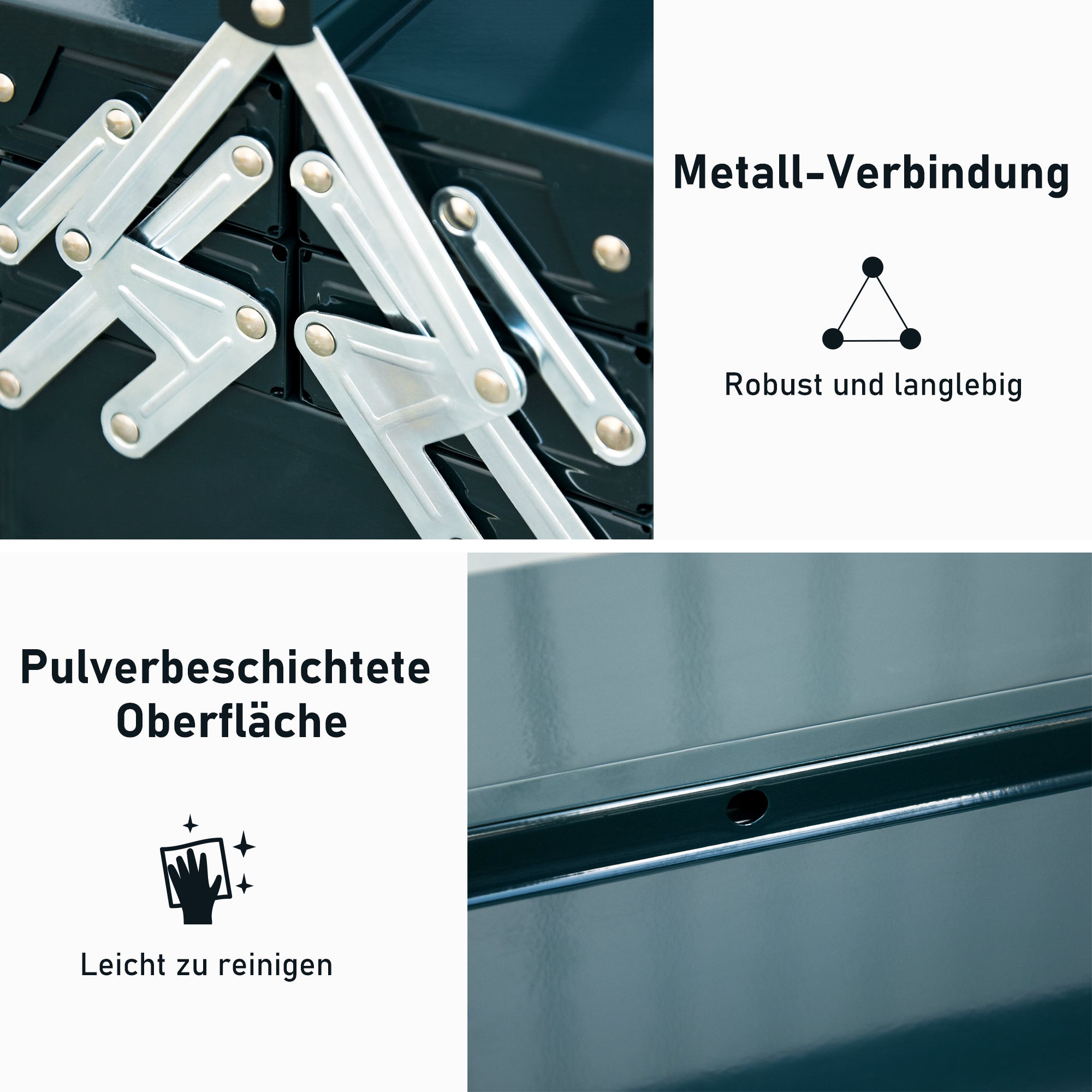 Cassetta degli attrezzi, valigetta degli attrezzi, cassetta degli attrezzi di montaggio, vuota, salvaspazio, 5 scomparti, incernierata, robusta, in ac - 7