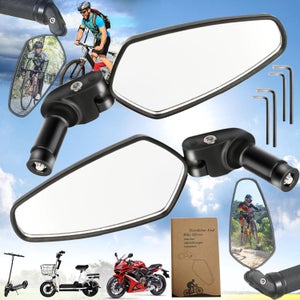 Gvolatee 2 Pièces Rétroviseurs Vélo 360° Réglables – Miroirs Convexes HD Pour Trottinette Électrique, Scooter Et Guidon 22-32 Mm (Noir)