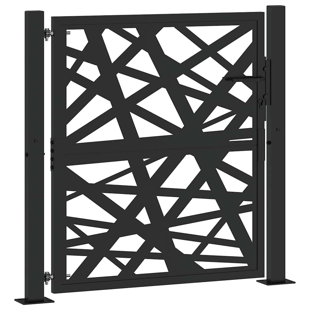 vidaXL Portail de jardin noir 100x100 cm acier conception de lumière - 2