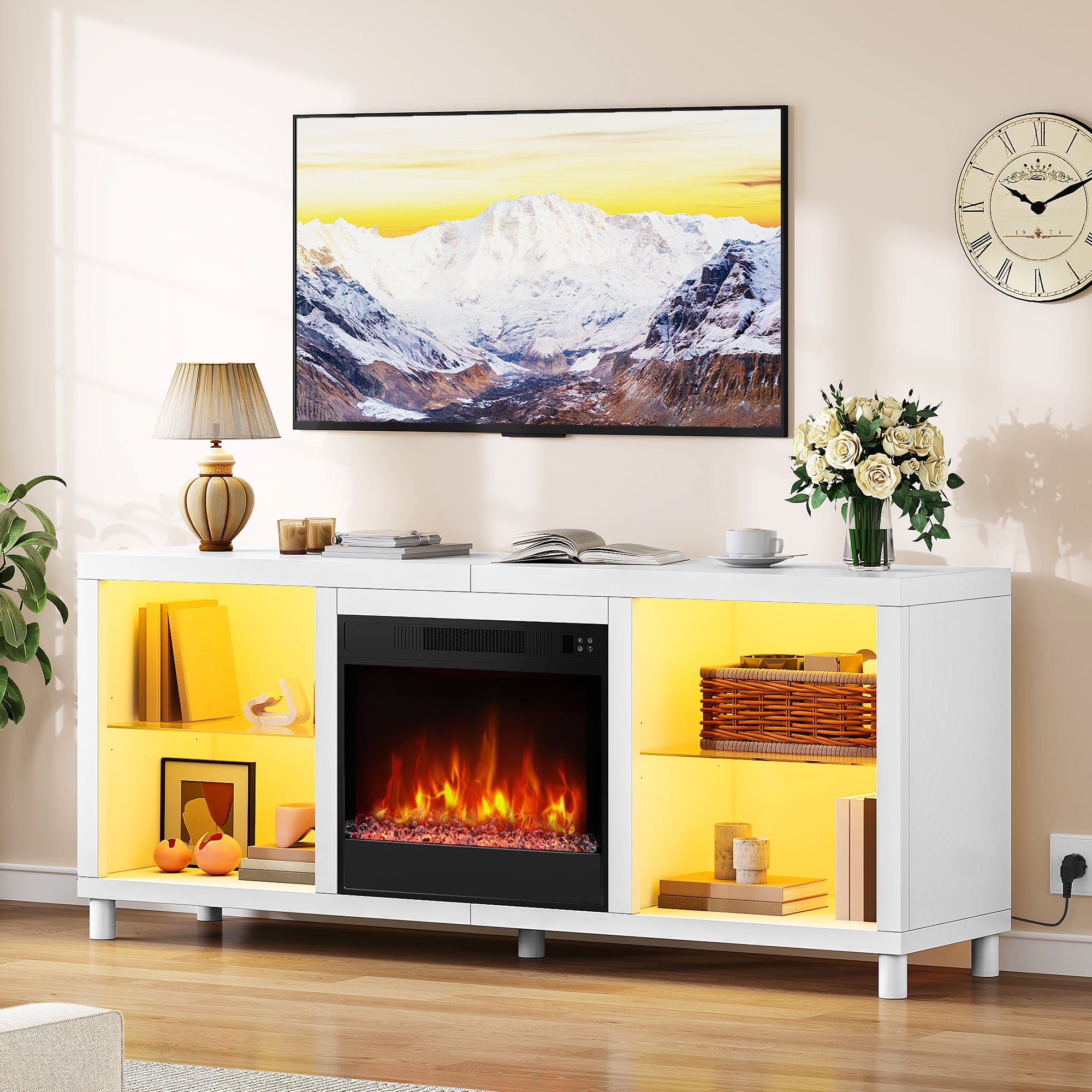 Balconera Mueble TV para Chimenea Eléctrica 18