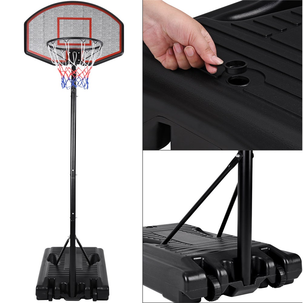 Panier De Basket Extérieur Avec Support Et Roues, Réglable En Hauteur De 255 A 305 Cm 98140875