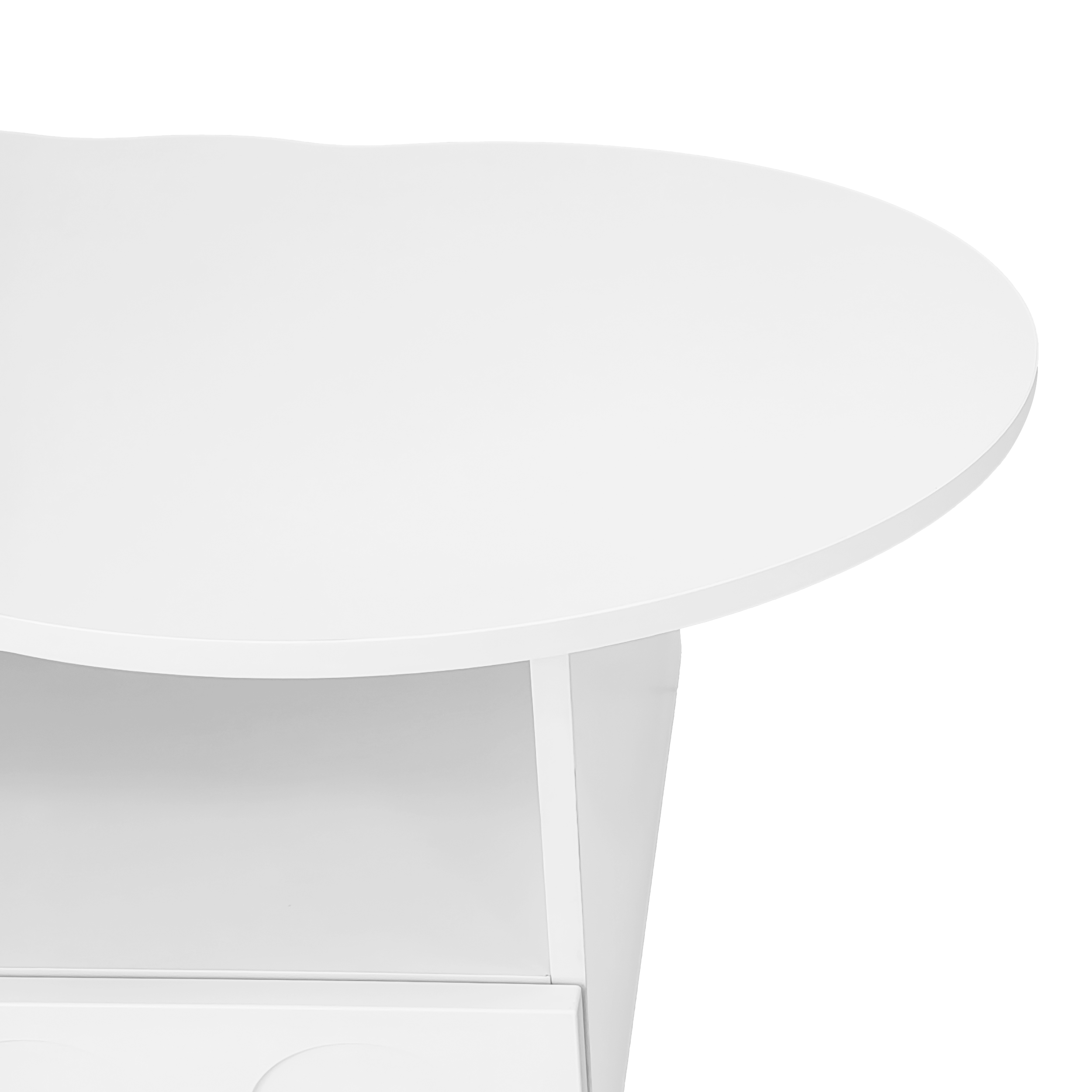Table basse avec tiroirs et compartiment ouvert - plateau en forme de nuage - Blanc - 5