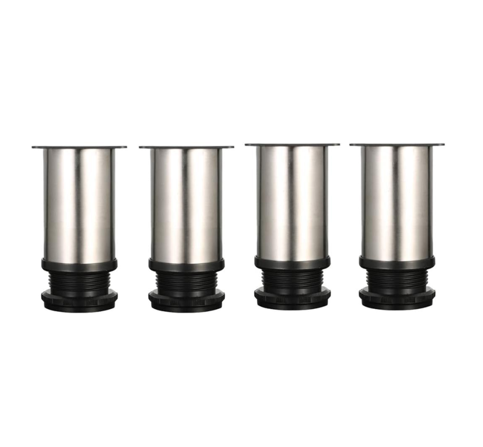 Regulowane nóżki – wysokość 80 mm, grube nogi meblowe, regulowana wysokość 0–15 mm, nogi do stołu, nogi meblowe, szczotkowana stal nierdzewna – w zest