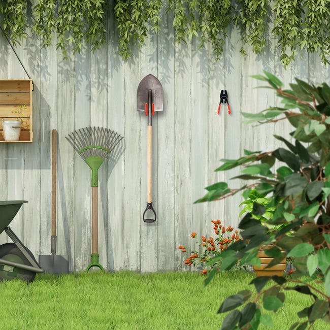 Lot 12 Crochets Muraux Relaxdays – Supports Garage Jardin Outils, Acier Poudré Noir-Orange Avec PVC Antidérapant