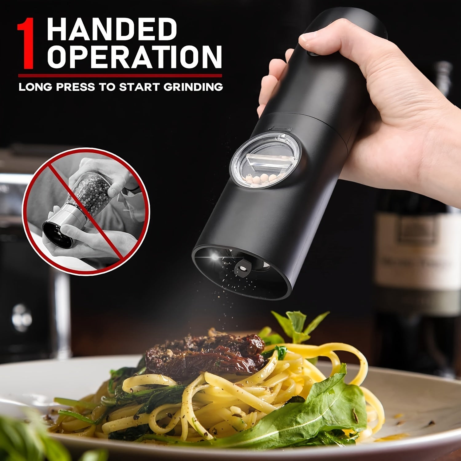 COSPRO Set Macinini Elettrici 2 In 1 Per Sale E Pepe - Ricarica Wireless In Acciaio Inox - Macinino Regolabile 5 Livelli