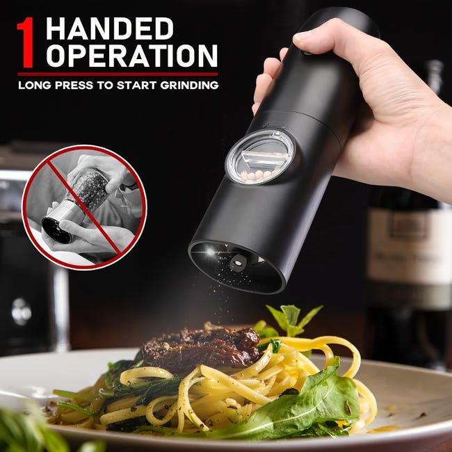COSPRO Set Macinini Elettrici 2 In 1 Per Sale E Pepe - Ricarica Wireless In Acciaio Inox - Macinino Regolabile 5 Livelli