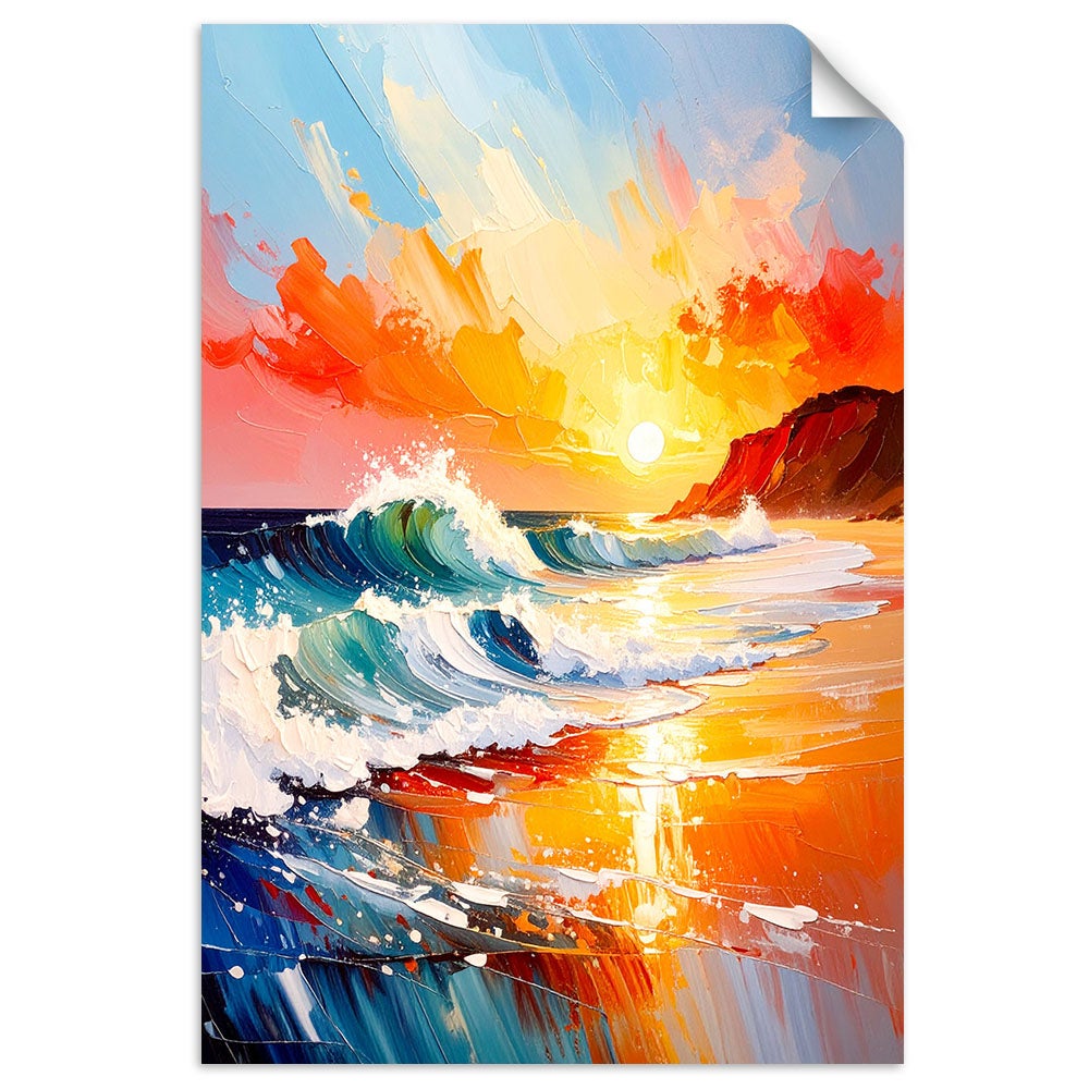 Naklejki samoprzylepne do salonu sypialni, Morze Plaża Zachód słońca 30x45