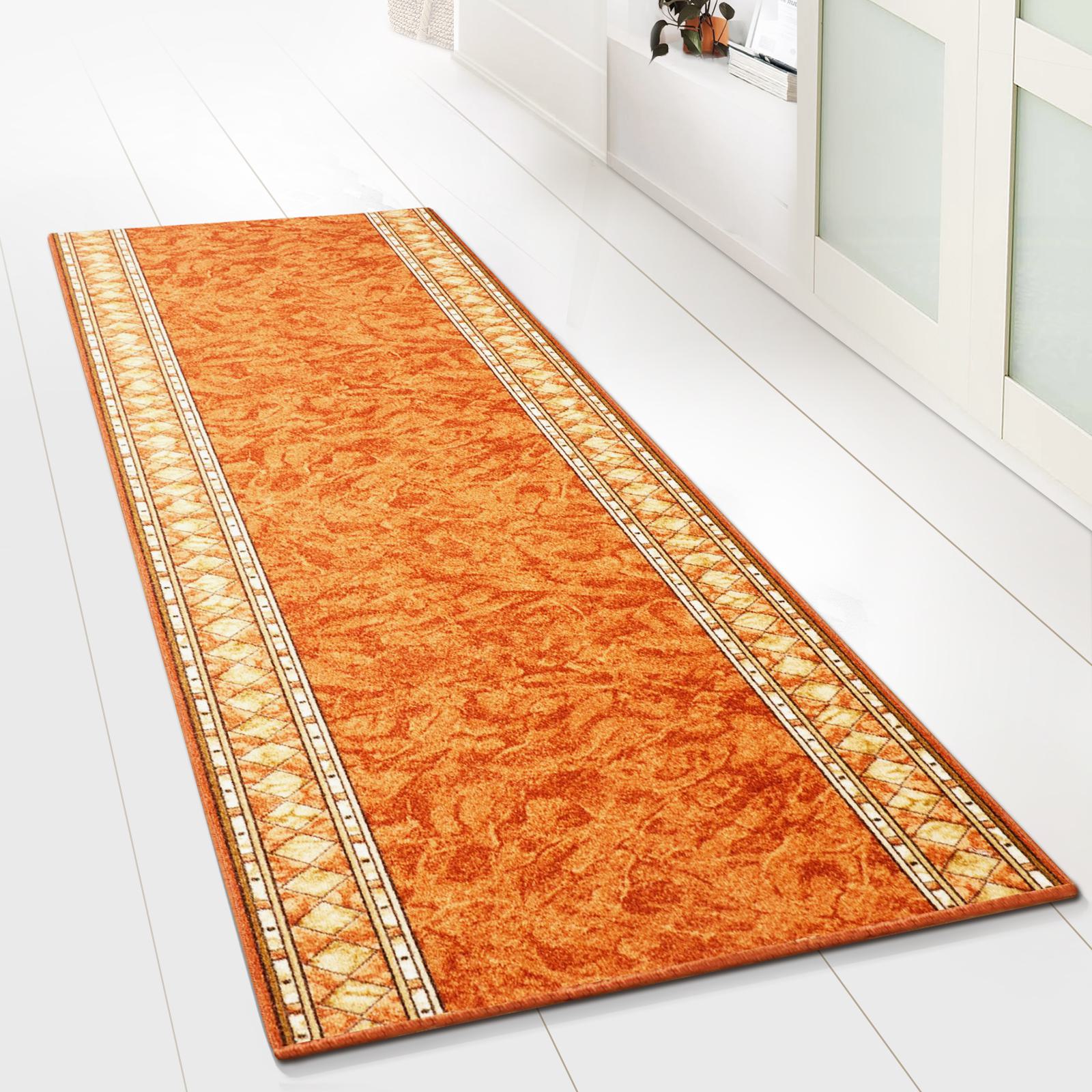 Tapis Couloir Floordirekt 80x200cm - Boucles Fines - Motif Vintage Oriental - Marron - Polyamide