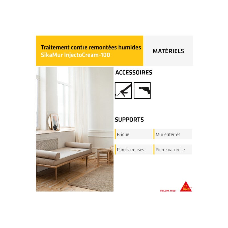 Kit Pro anti-humidité SIKA SikaMur InjectoCream - 20m - 4