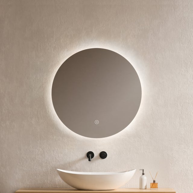 Tulup Specchio Rotondo 50 cm Vetro Temperato da Parete al Bagno Salone Camera da Letto – Luce Caldo LED