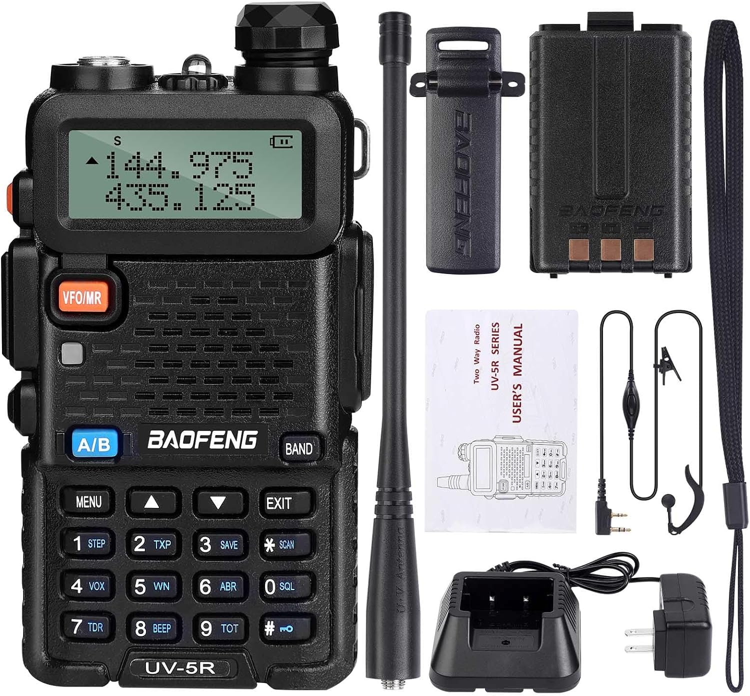 Profesjonalny radiotelefon 5W UV-5R 65 MHz ~ 108 MHz Dwuzakresowy VHF/UHF, 128 Kanałów Wyświetlacz LED Radio FM Zasilanie dla budowy, przygody, hotelu
