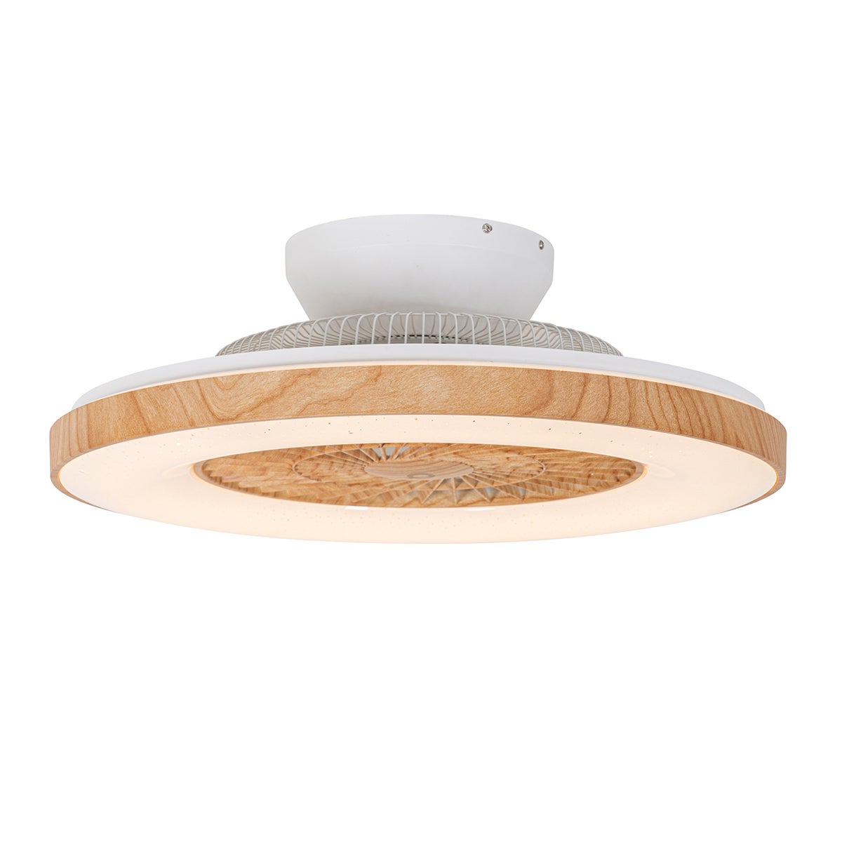 Ventilateur de plafond imprimé bois avec effet étoilé 60cm LED incluse dimmable avec télécommande - Climo - 6