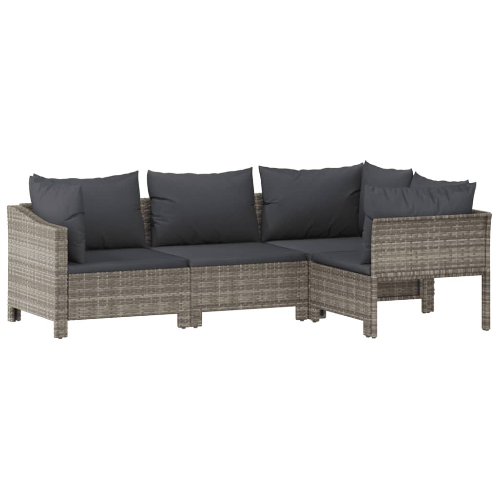 Maison Exclusive - 5 pcs conjunto lounge de jardim c/ almofadões vime PE cinzento - 5