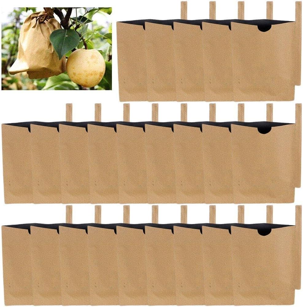 Zestaw 100 wodoodpornych papierowych torebek do ochrony owoców i warzyw, przeciw owadom i ptakom