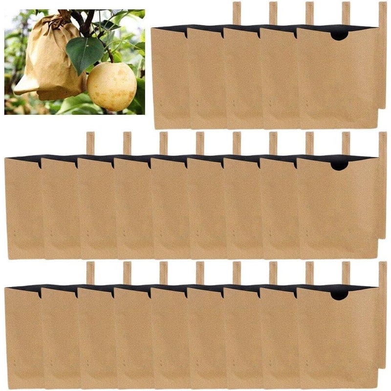 Zestaw 100 wodoodpornych papierowych torebek do ochrony owoców i warzyw, przeciw owadom i ptakom
