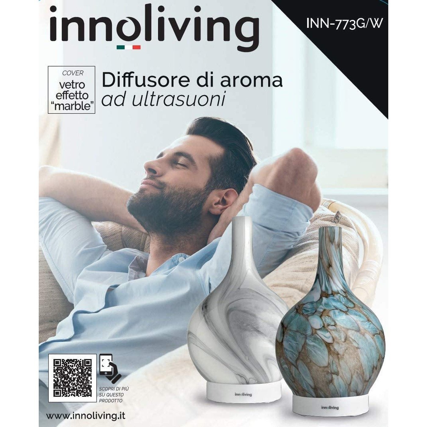 Diffusore d'aroma ad ultrasuoni in vetro rilassante 150ml, Innoliving INN-773 - 2