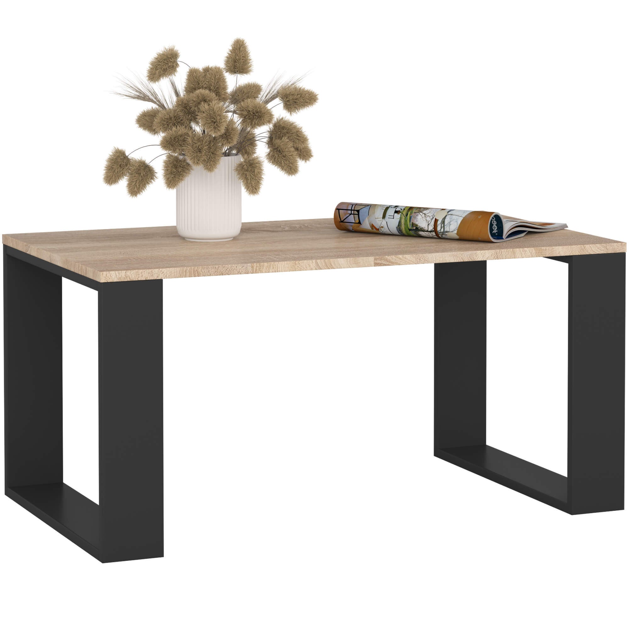 Stolik kawowy AKORD NOX Dąb Sonoma 92 cm nogi kolor Czarny 92x53x45 cm