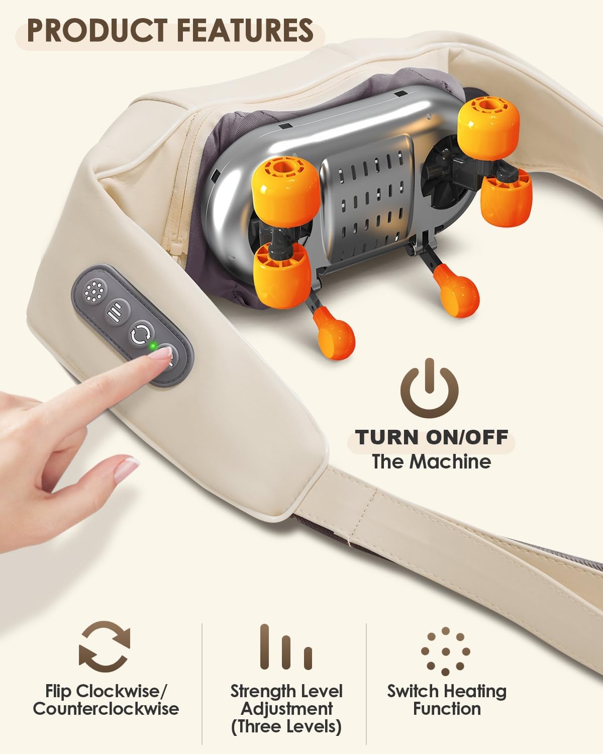 Masseur de cou avec charge de type C et design portable – Masseur d'épaule 6D pour soulager les douleurs au cou et aux épaules, avec chaleur - 6