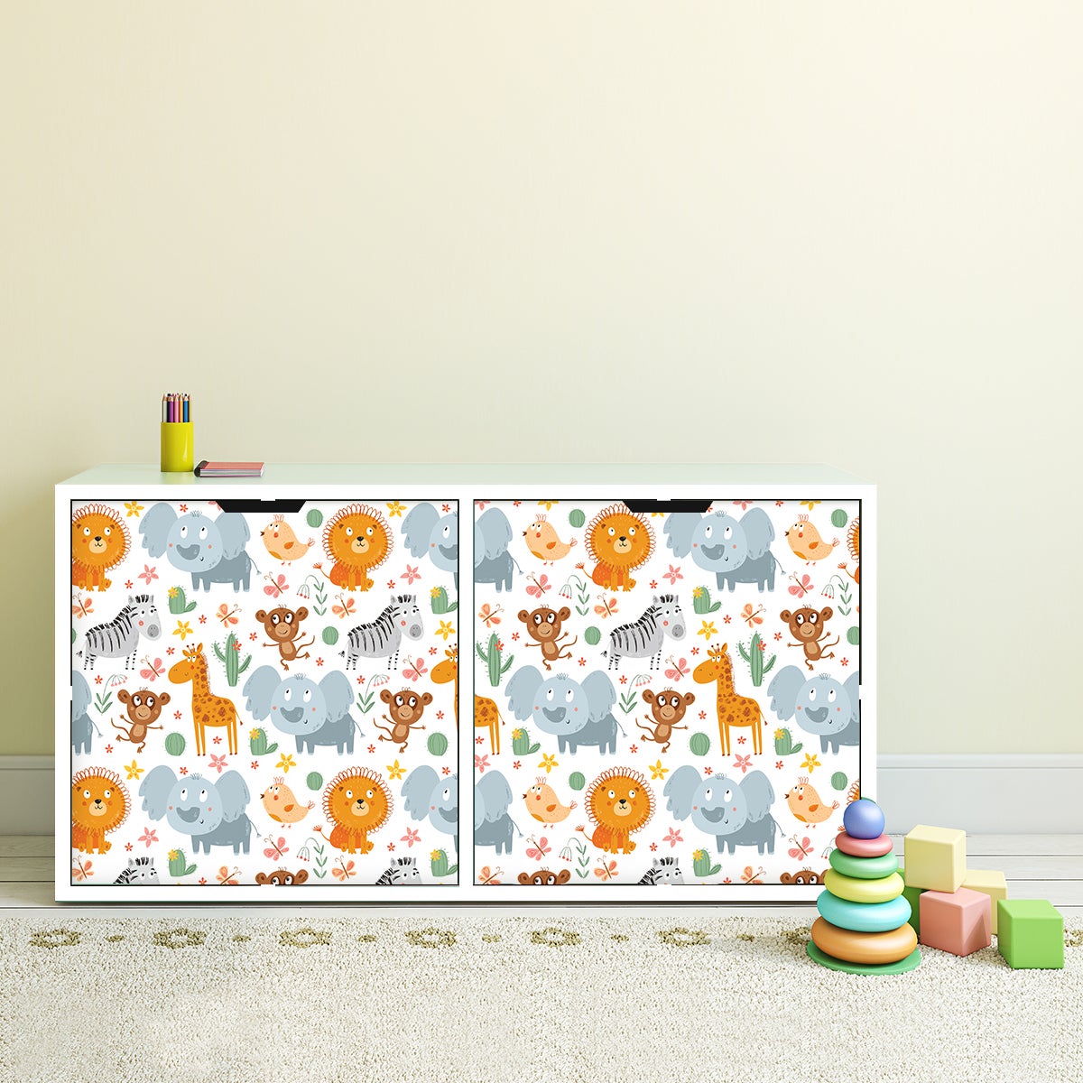 Pegatina muebles para niños animales exóticos - adhesivo de pared - revestimiento sticker mural decorativo - 60x90cm - 5