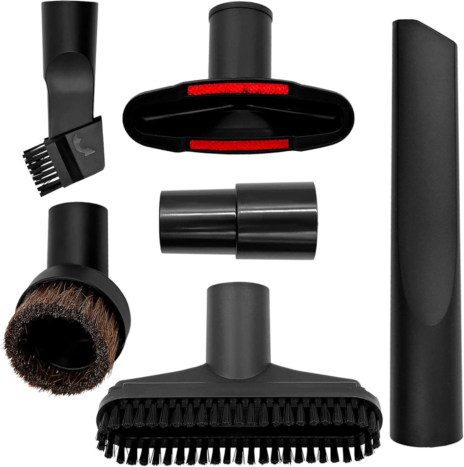 Set de accesorii pentru aspirator, format din 6 piese, 32 mm, cu adaptor de 32– 35 mm, perie și duză pentru spații înguste, pentru podele