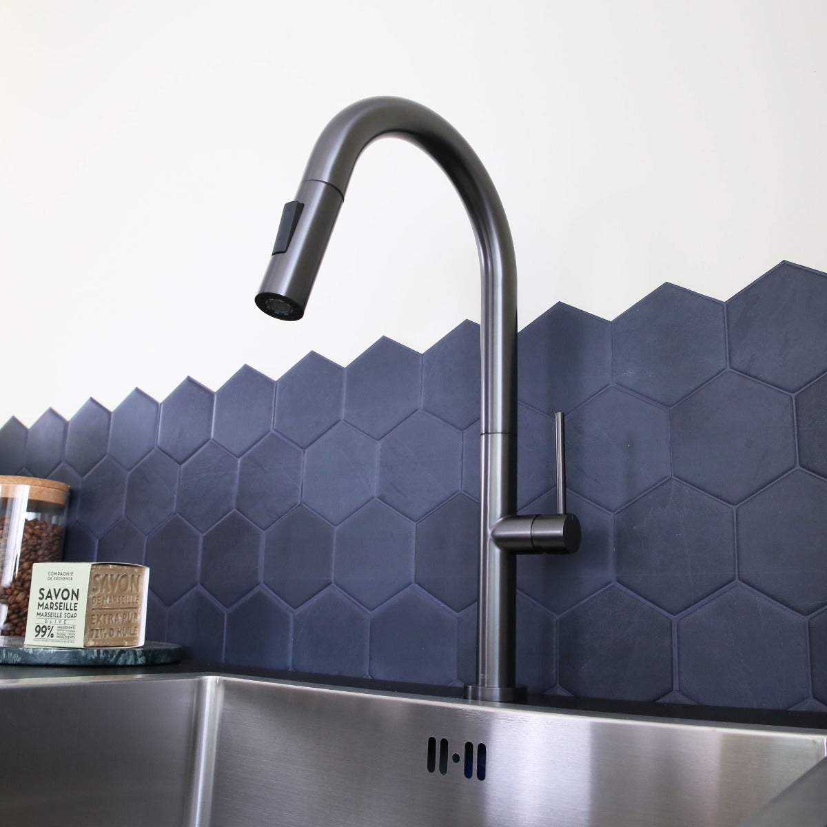 Portofino mitigeur évier à douchette extractible gris gun métal - 5