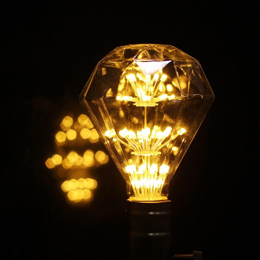 Led Ampoule Vintage Ampoule RGB Feu D'artifice Edison Ampoule 3W 220/240V E27 Ampoule Décorative (G95 Diamant) - 3