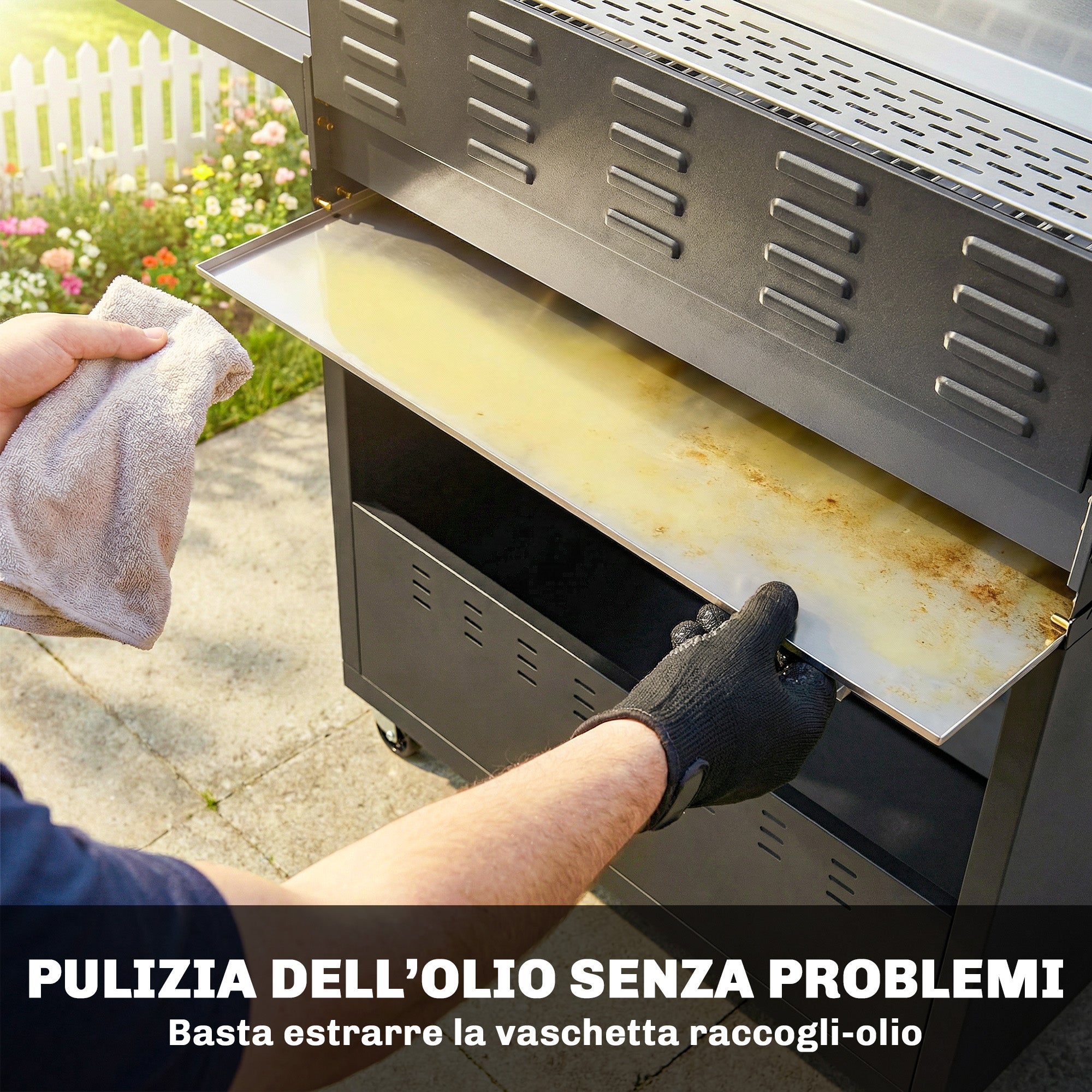 Outsunny Barbecue a Gas Propano a 6 Fuochi con Bruciatore Laterale, 63.000 BTU, Griglia in Acciaio Inox, Argento e Nero - 9