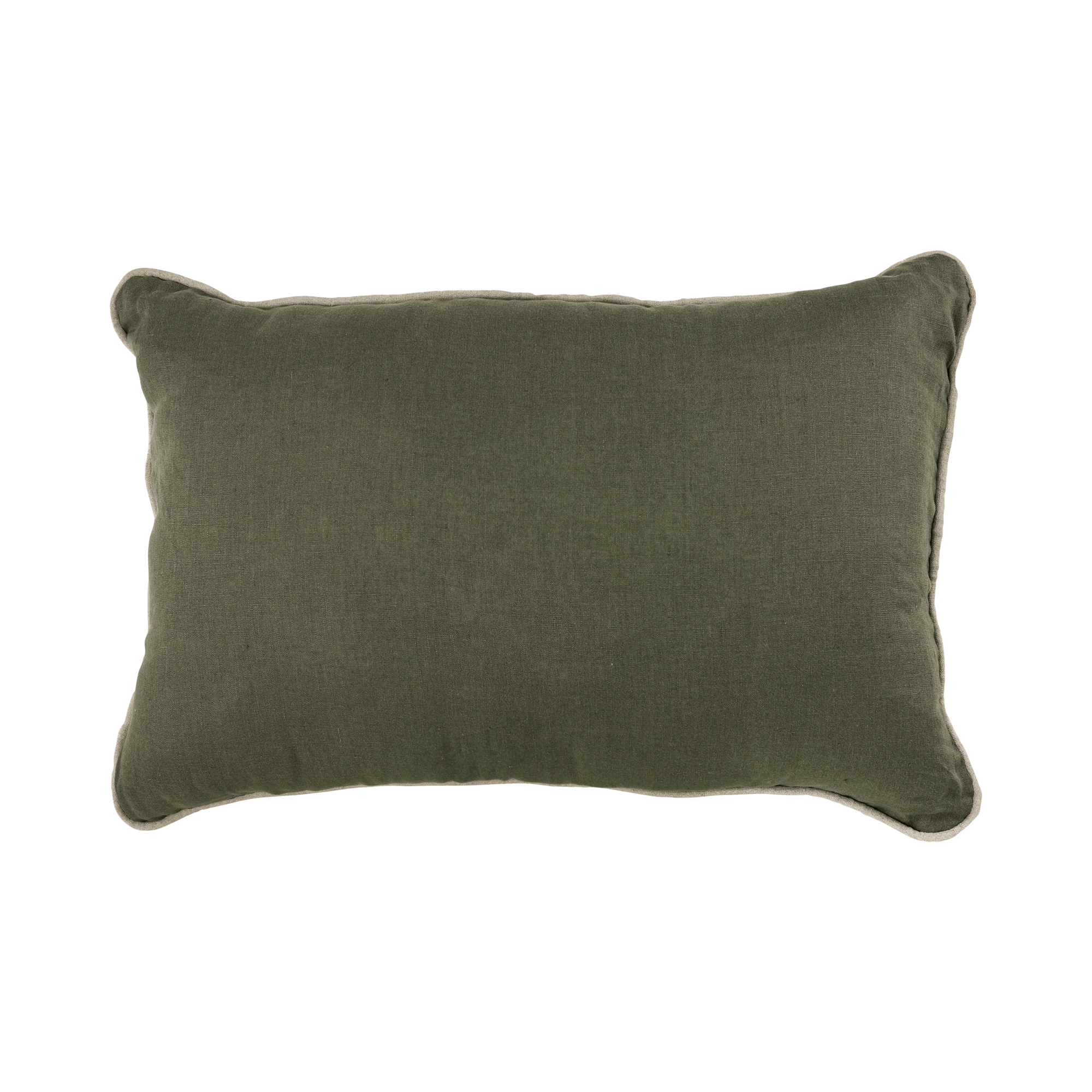 Coussin lin passepoil Carly-40 x 60 cm-Vert/Lin | Leroy Merlin