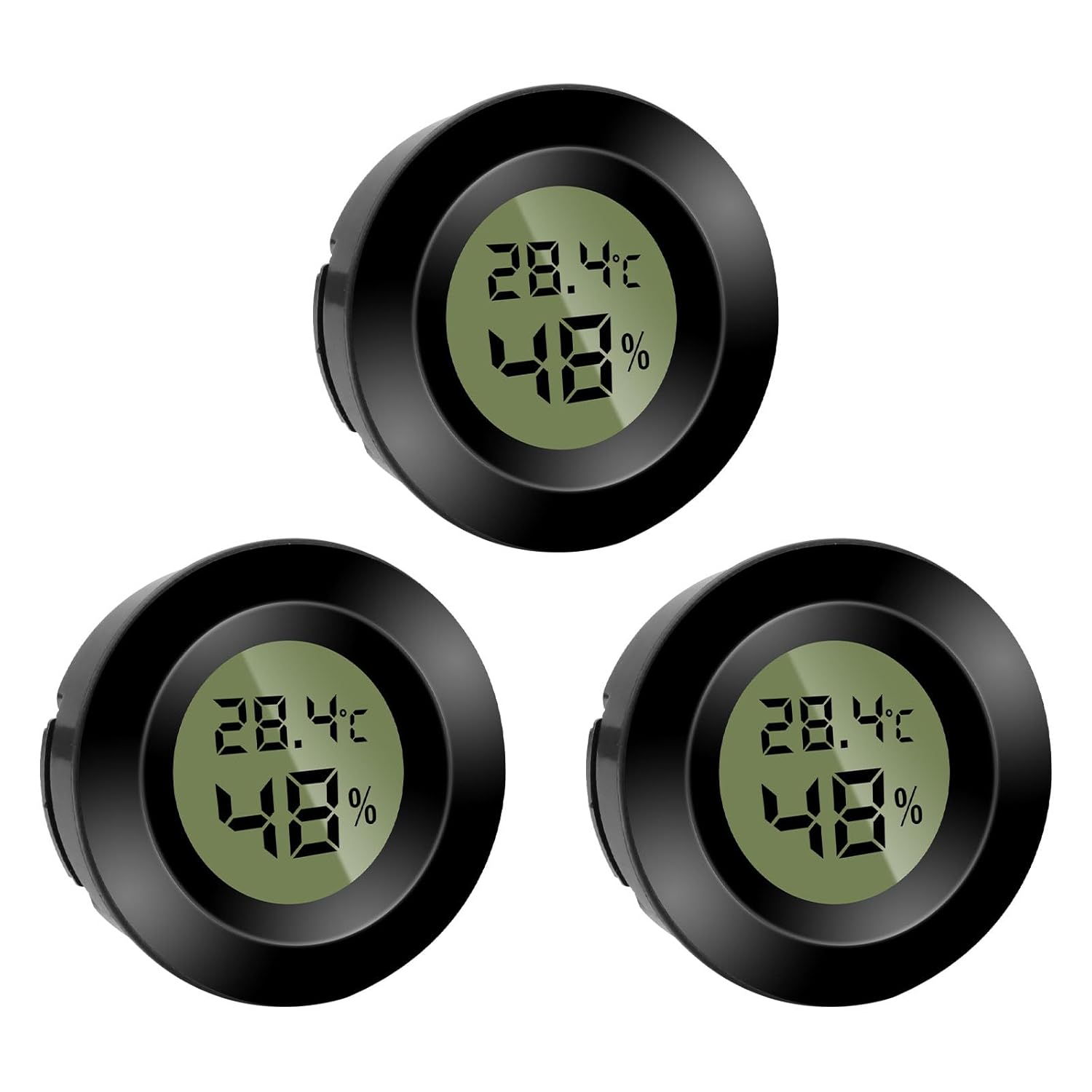 Lot De 6 Mini Hygromètres Numériques Ronds - Mesure Température (°C/°F) Et Humidité - Pour Intérieur, Bureau, Cave - Piles Incluses