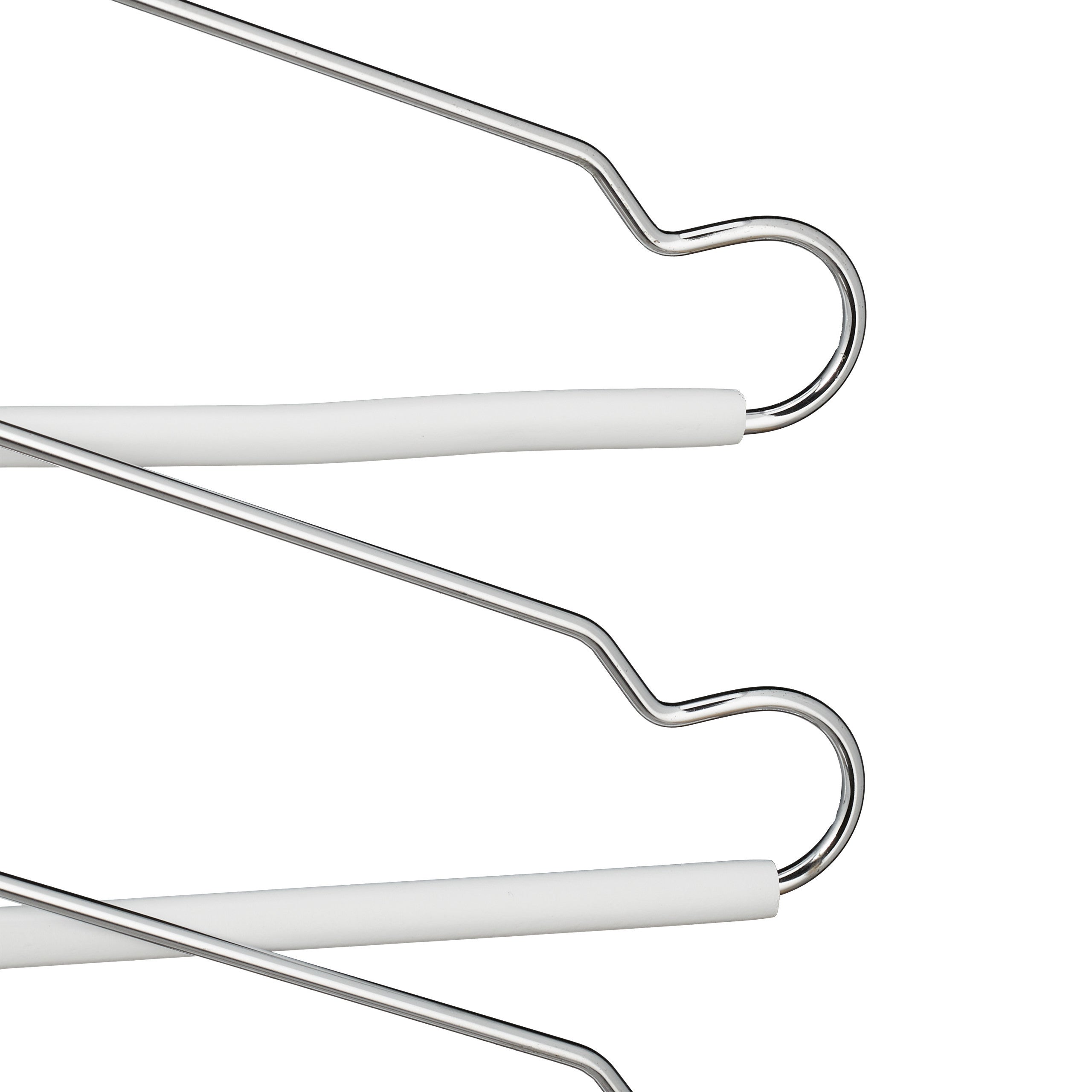 Cintre multiple, 4 x avec traverse pour pantalon, bois, métal, porte-chemises, peu encombrant, armoire, blanc, Relaxdays - 7