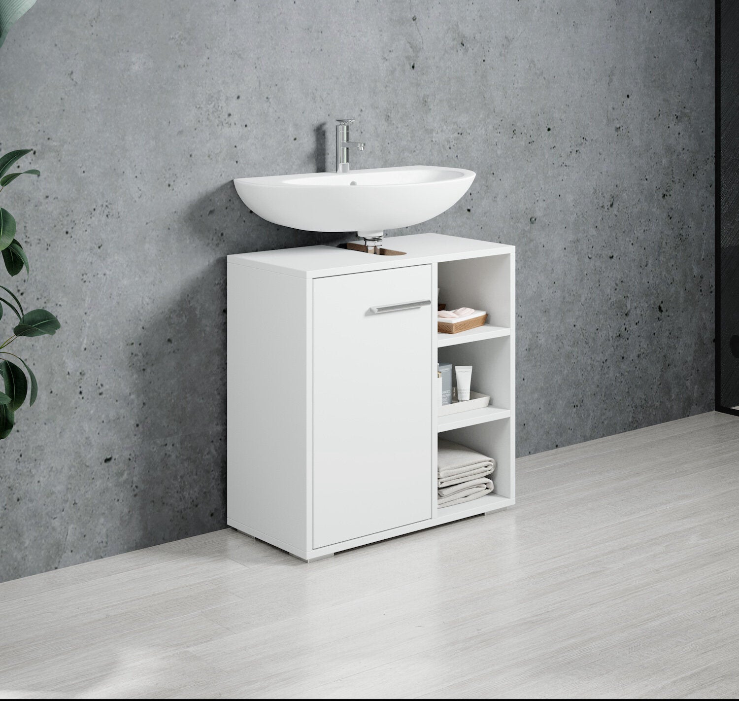 Mobili da bagno Neptunus 60 x 28 x 60cm Bianco opaco - armadio mobiletto lavabo - 4