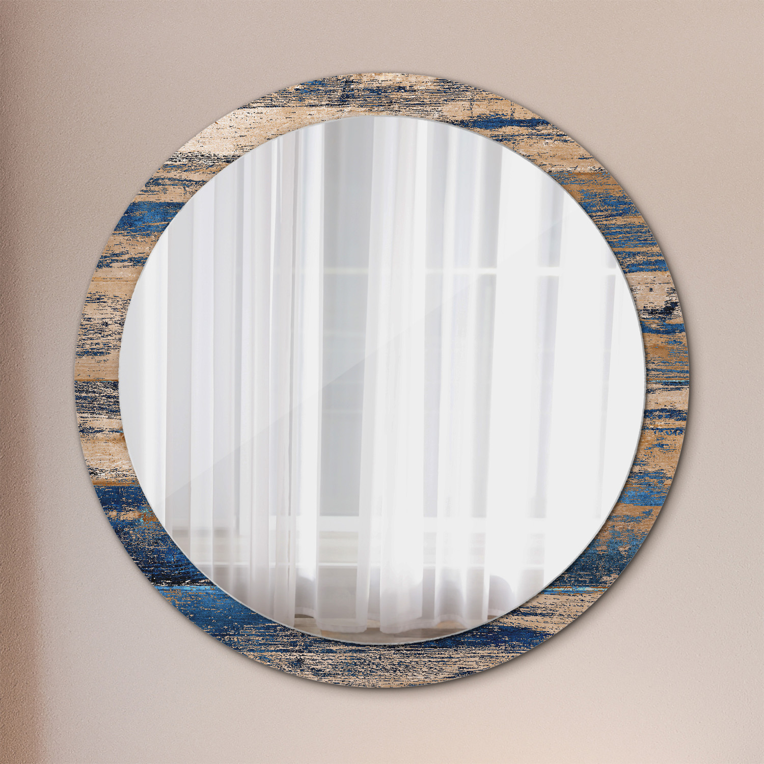 Miroir rond décoratif avec impression - Bois abstrait 100 cm - miroir design - 6