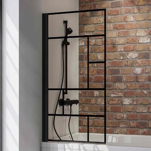Schulte pare-baignoire, 70x130 cm, paroi de baignoire réversible, écran pliant, rabattable, volet pivotant, verre 5 mm, verrière atelier, noir