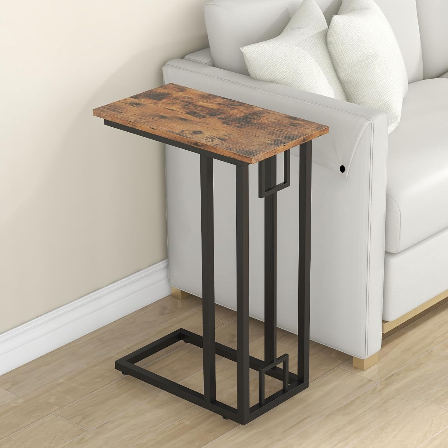 Tangkula Mesa Auxiliar En Forma De C Mesa De Sofá Vintage | Envío Gratis