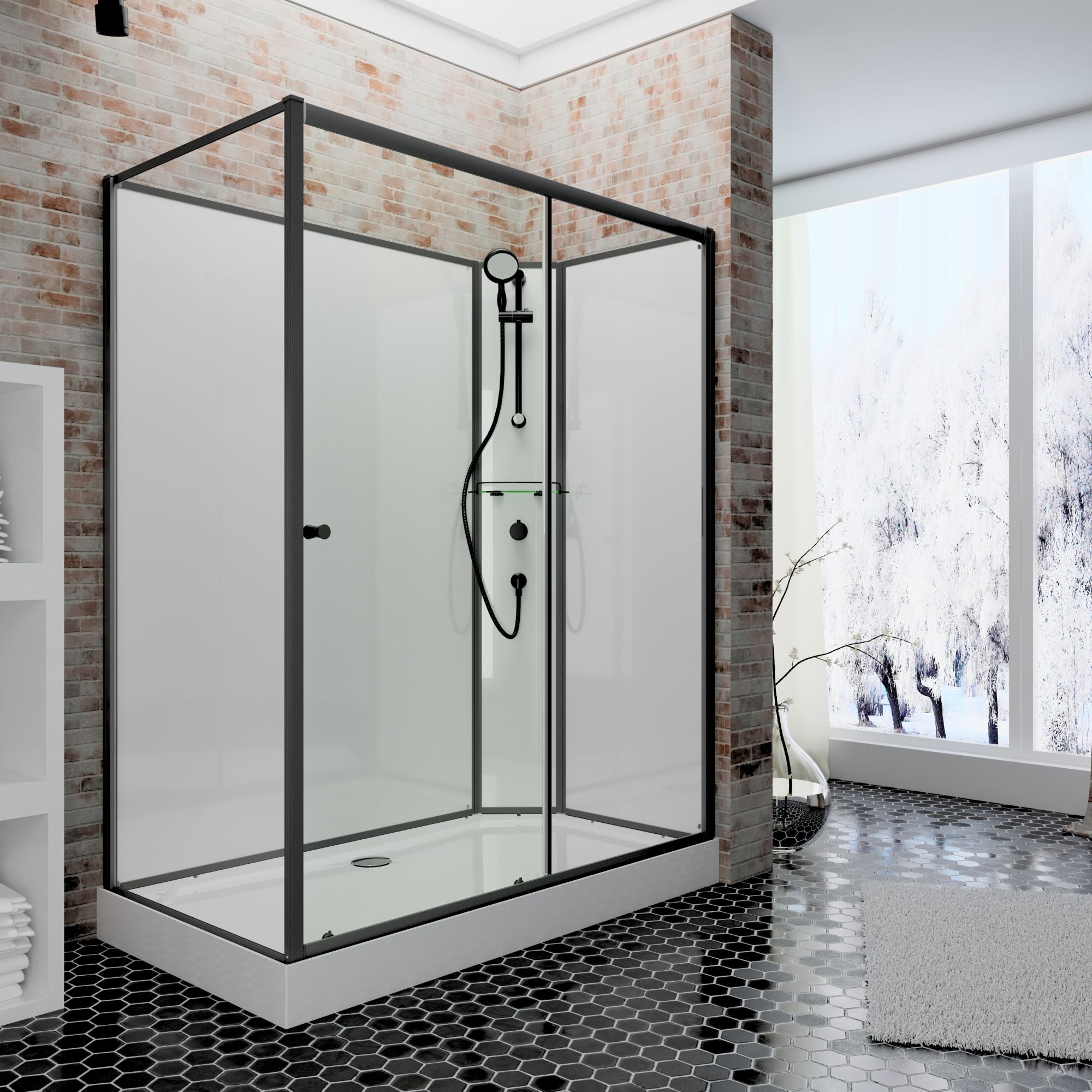 Schulte Cabine De Douche Int Grale Compl Te Avec Porte Coulissante X Cm Verre Mm Paroi