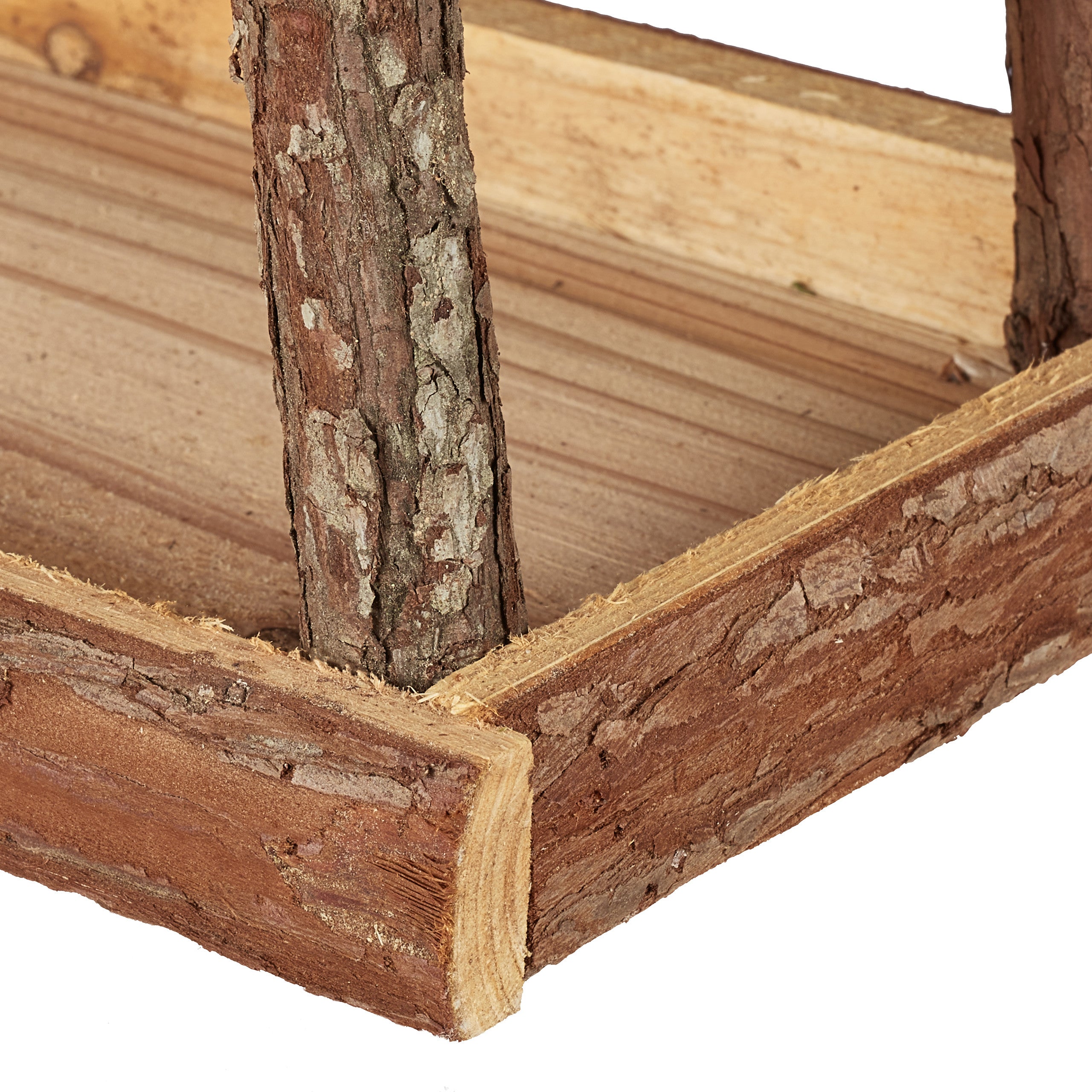 Relaxdays Mangeoire à oiseaux, en bois, avec écorce et mousse, à suspendre, H x L x P : 19 x 21 x 23 cm, nature - 8