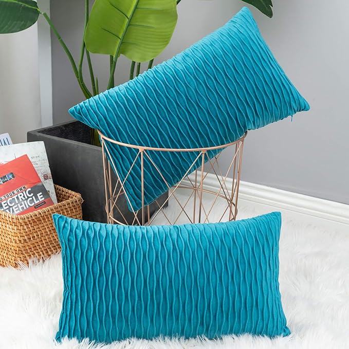 Fodere per cuscini in velluto, 30x50 cm, motivo semplice, set di 2, decorazione moderna per divano, soggiorno e camera da letto - 3