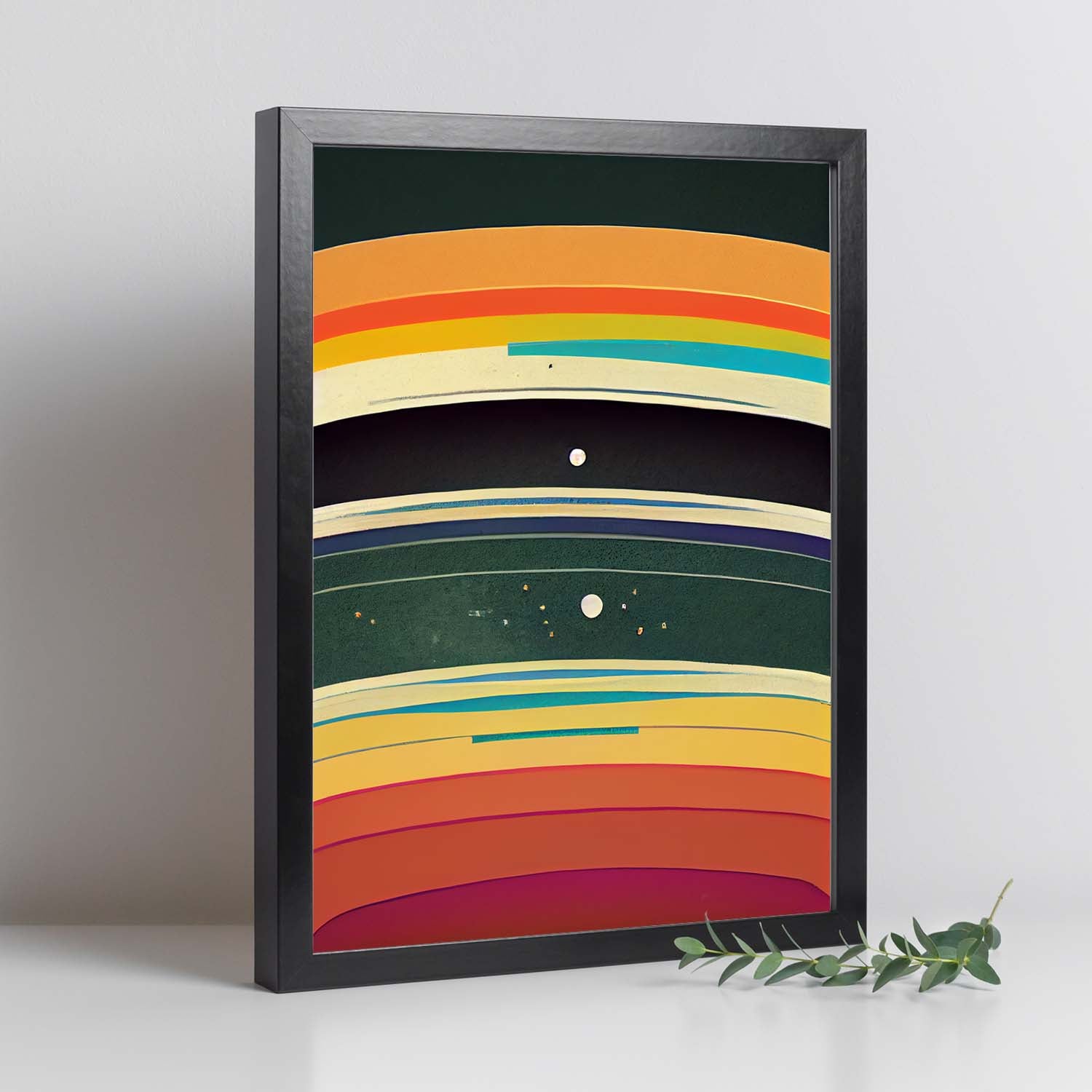 Lámina en estilo abstracto capas. llamativas y modernas ilustraciones artísticas a todo color para el diseño y decoración de interiores. a4. sin marco