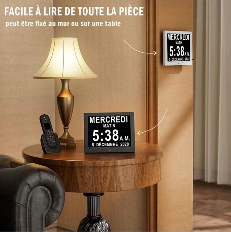 Horloge calendrier numérique One Piece 10 pouces avec date et heure, horloge Alzheimer pour parents,Rappel de médicaments - 4