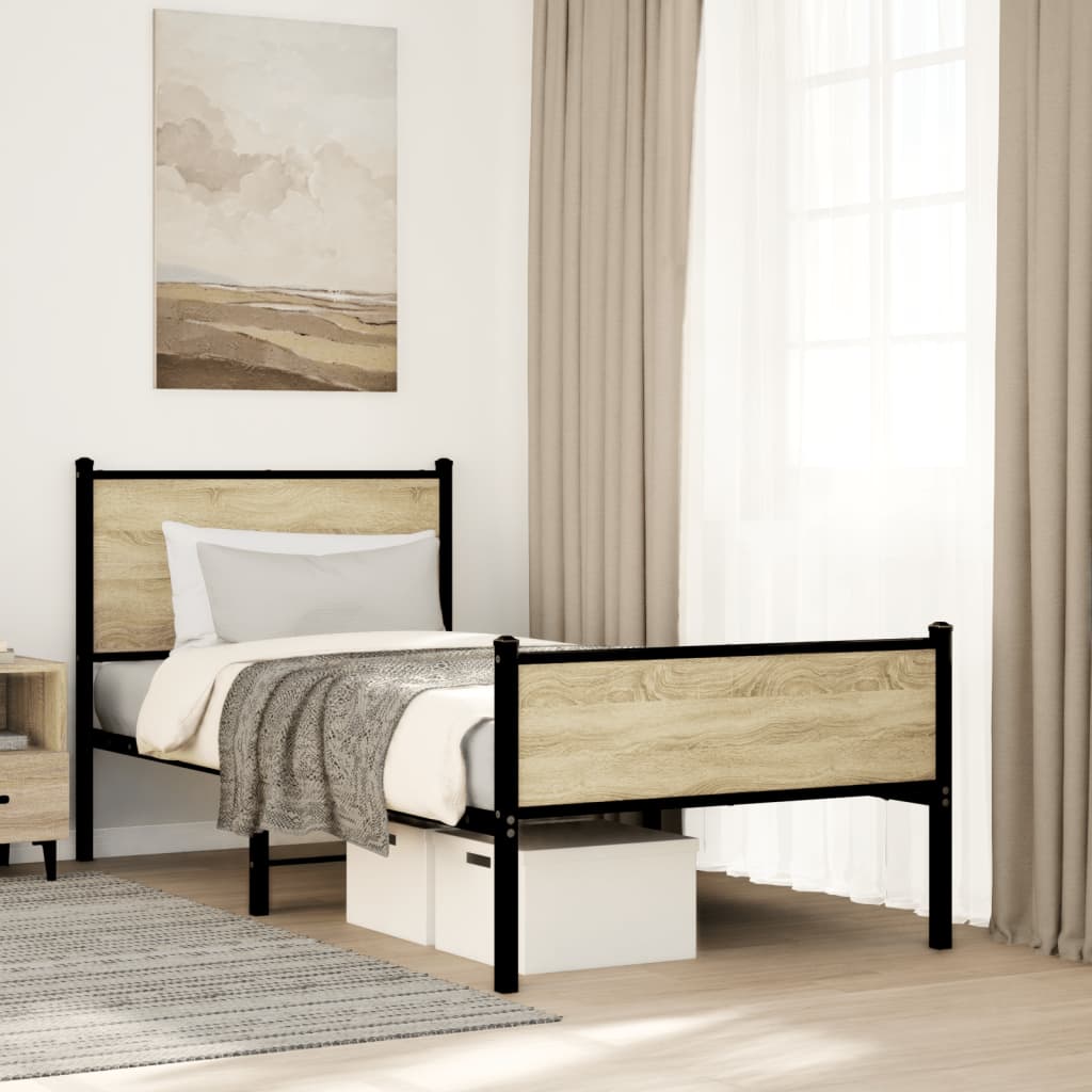 Łóżko Metalowe Czarne Rama łóżka Ze Stelażem Łóżko Do Sypialni Pokoju 90x190 cm