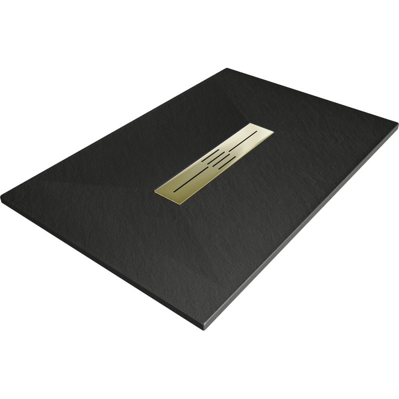 Mexen Toro brodzik prostokątny SMC 120 x 80 cm, czarny, maskownica złota - 43708012-G