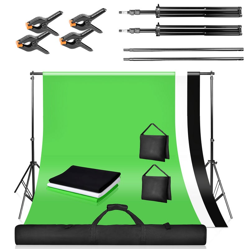 Support De Toile De Fond Studio Photo NEEWER – Réglable 3 M Large, 2 M Haut, 4 Barres, 6 Pinces, Sacs De Sable – Pour Portraits, Vidéos