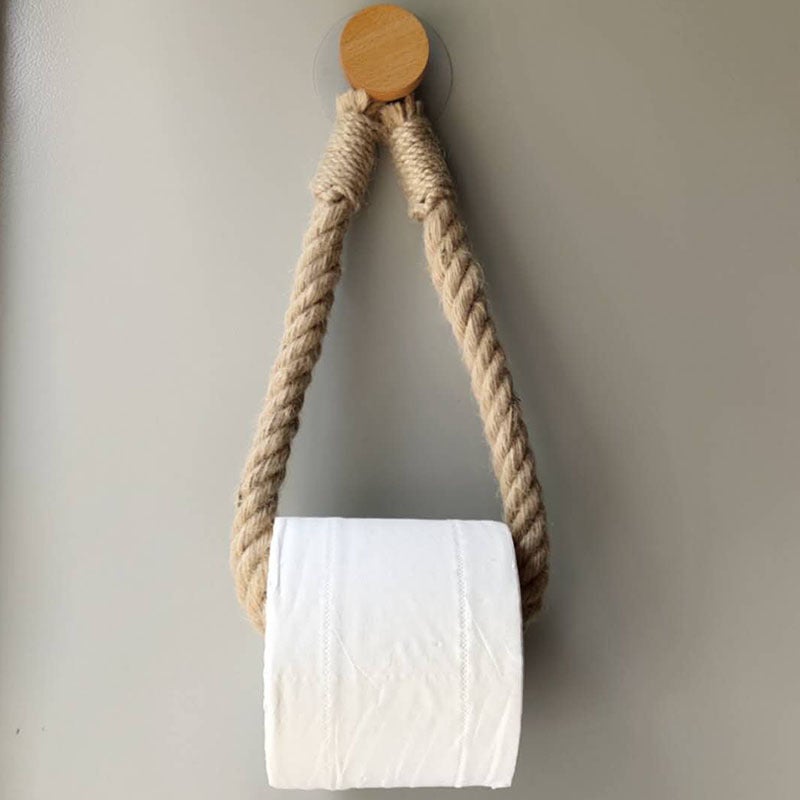 Porte Papier Toilette, Vintage Porte Rouleau Papier Toilette, Porte- Serviette En Corde De Chanvre Sans Perçage Pour Salle De Bain Décoration