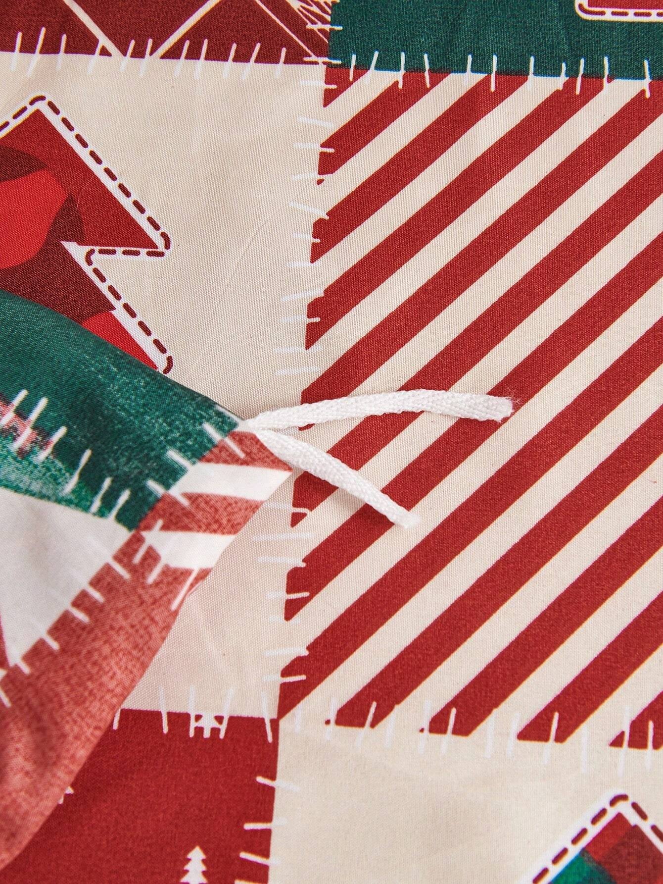 Set copripiumino con motivo natalizio, set copripiumino con stampa di albero di Natale, uomo, fiocco di neve, 200 cm x 200 cm - 4