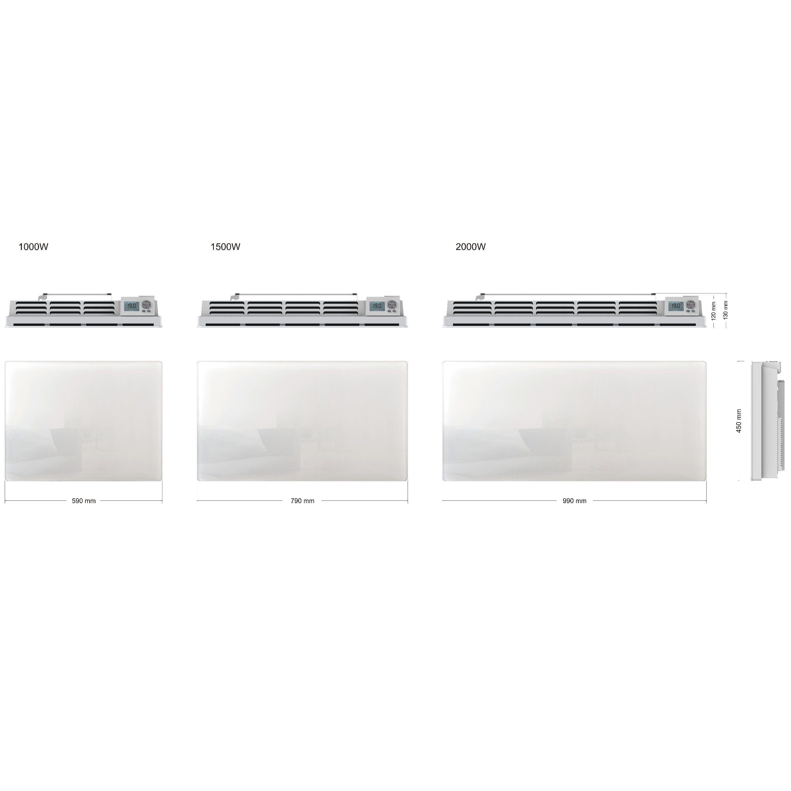 Radiateur électrique céramique GLASS blanc 1000W - 3