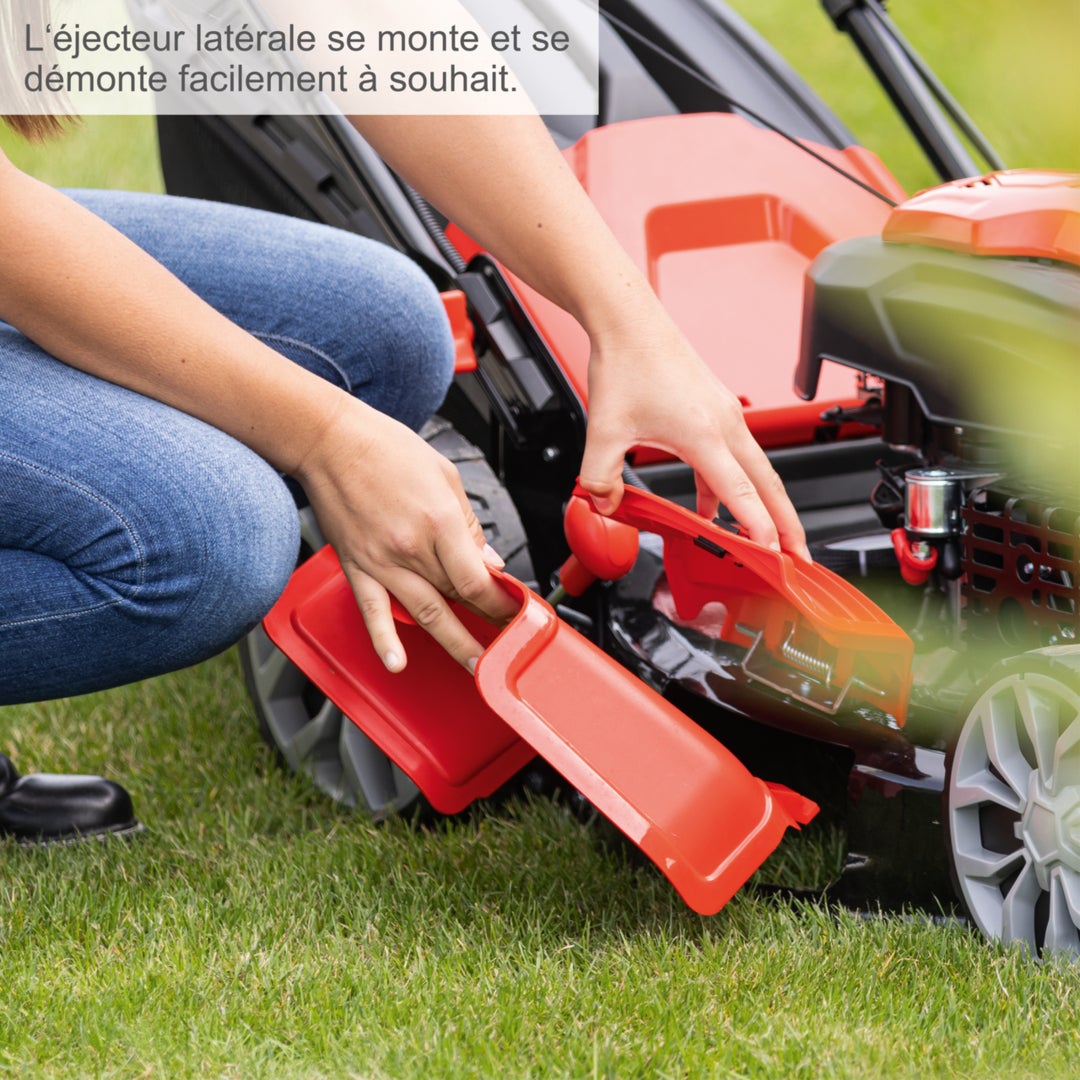 Scheppach Tondeuse thermique hybride MS225-56E - 224 cm3 - largeur de coupe 56cm - hauteur de coupe 25-75mm - bac 65L - 1 bat 2Ah + chargeur inclus - 4