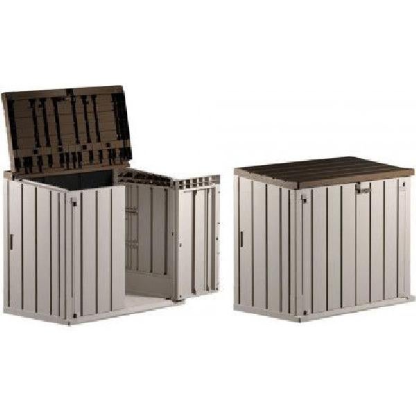 Dulap depozitare pentru grădină Stora Way Toomax, 129,5 x 75,5 x 111 cm, gri-taup/maro
