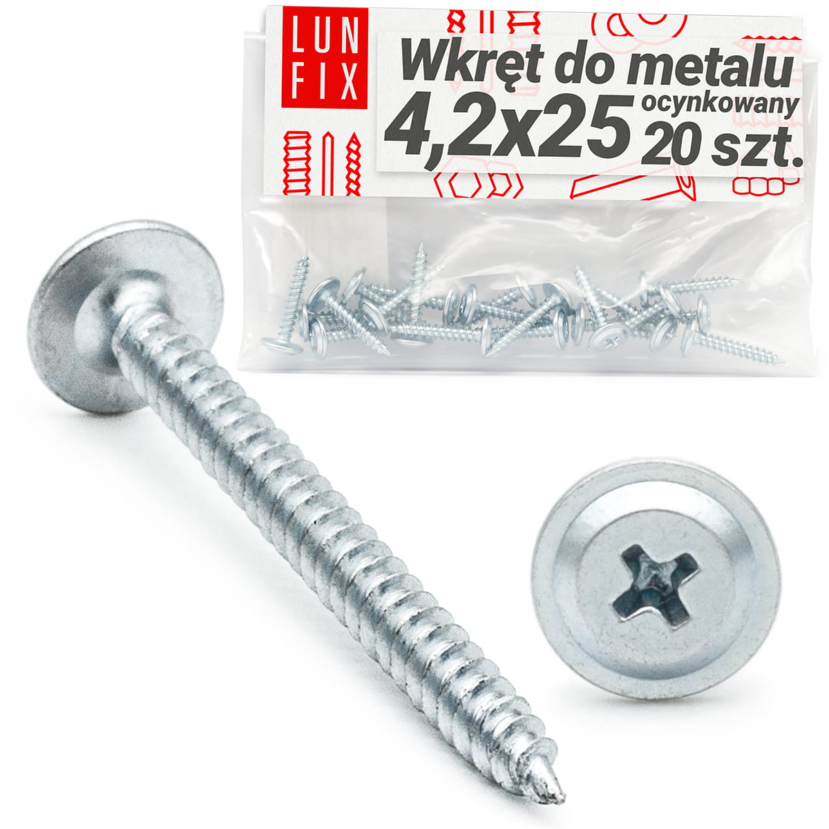 Wkręty do metalu z łbem podkładkowym 4,2x25mm 20szt.