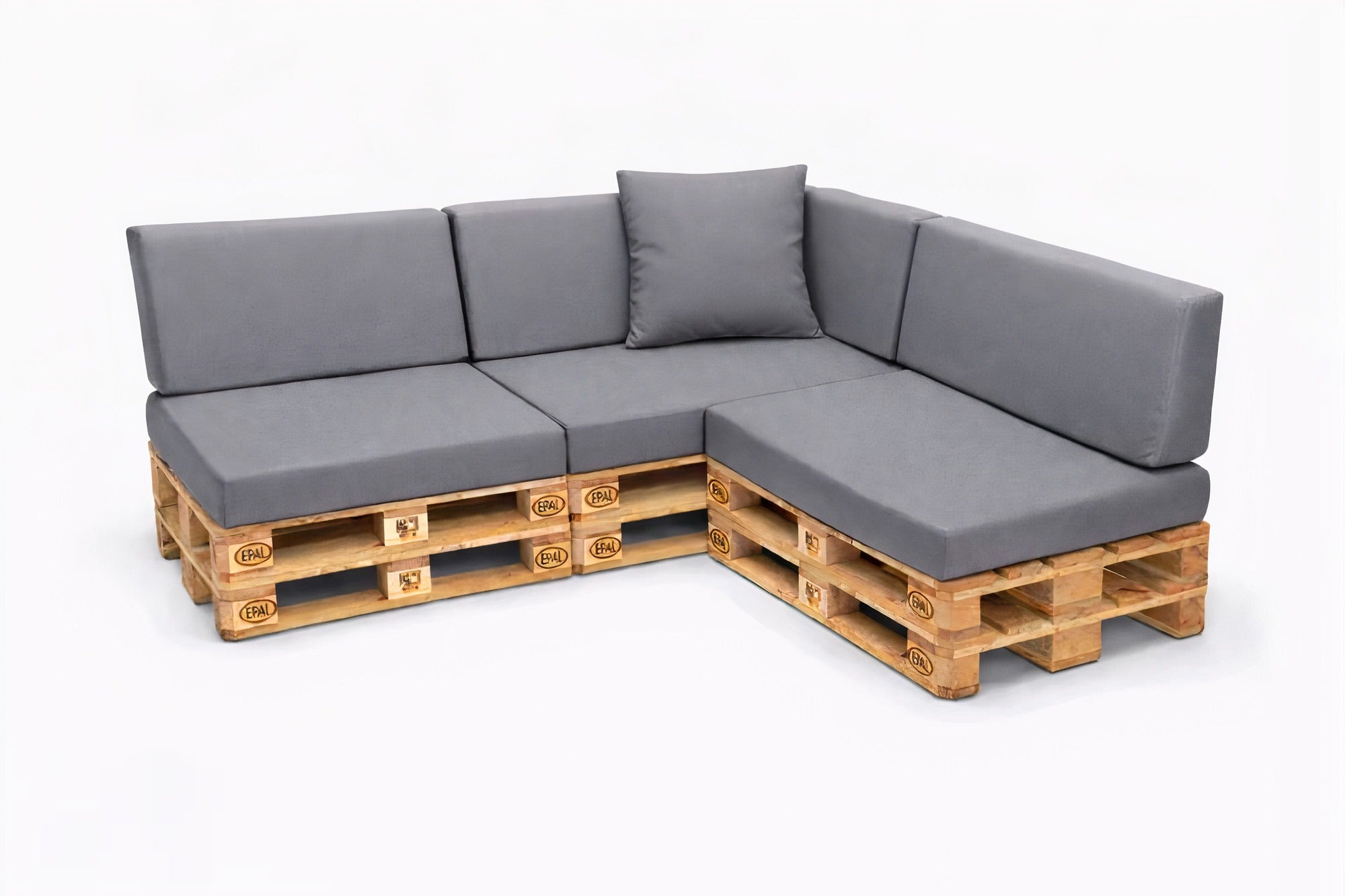 Zestaw 8 poduszek na palety ogrodowe 120×60×10 cm – siedzisko i oparcie 120×40×10 cm, poduszki na meble ogrdowe, szare