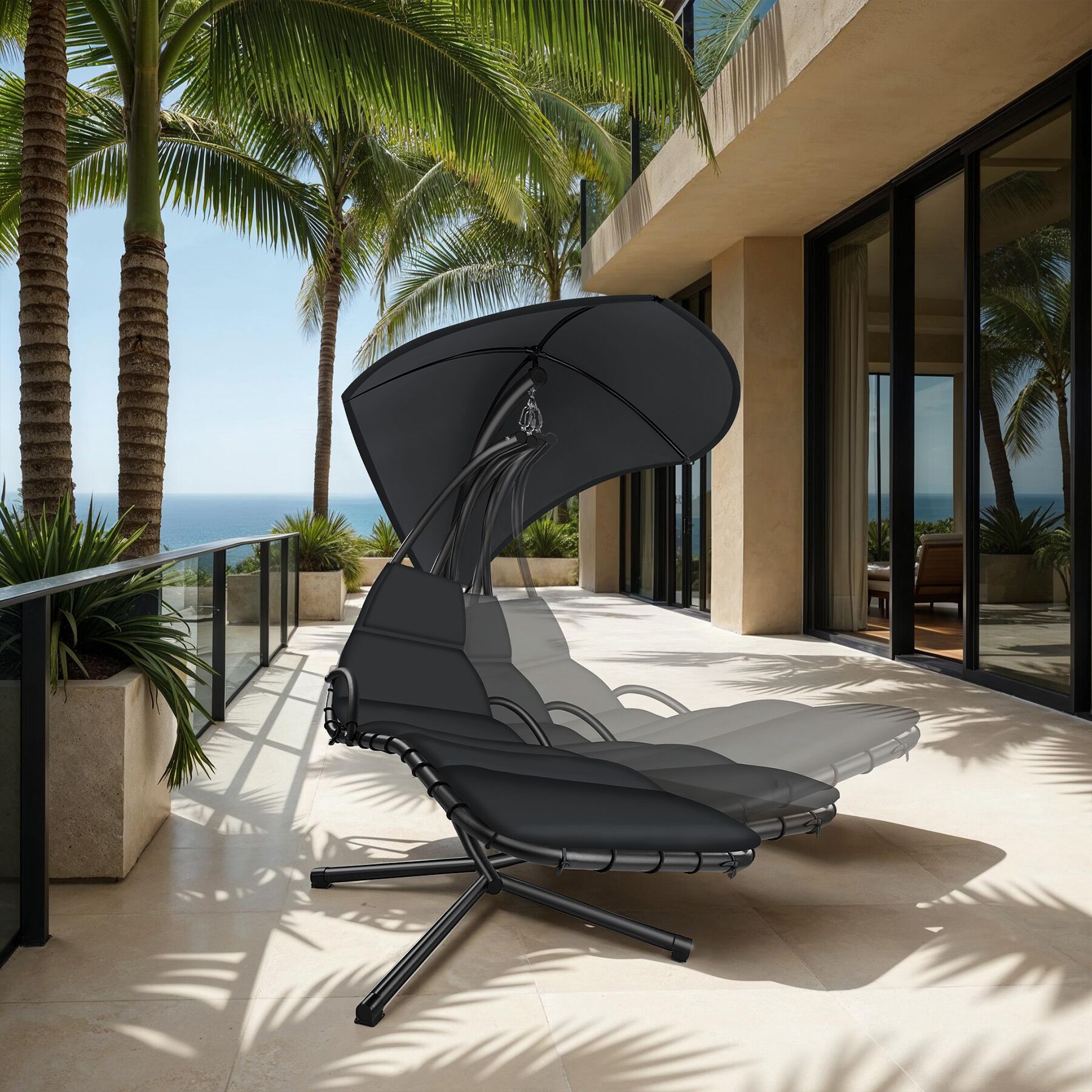 Fauteuil suspendu Elaria avec pare-soleil et poche latérale pare-soleil avec protection UV TECTAKE - 3